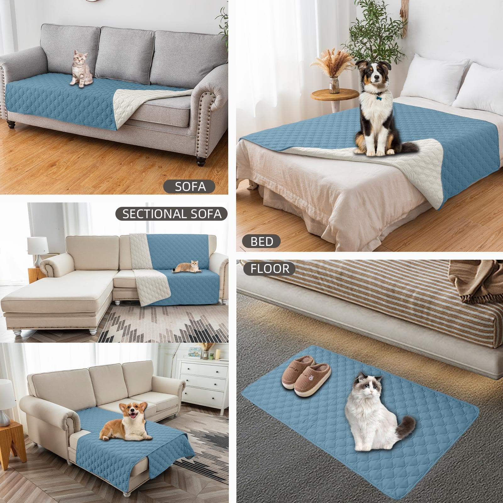Wasserdichter Hundebettbezug, Haustierdecke für Bett, Couch, Sofa, wendbarer Sofabezug, L-förmiger Sofabezug, Sofabezug für Chaiselongue,