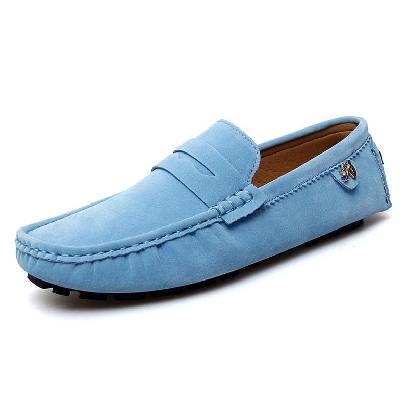 Modische Herren-Loafer aus Wildleder im Punk-Stil, bequeme Slip-on-Fahrschuhe, weiche Unterseite, handgefertigte farbige Abendschuhe cm blau