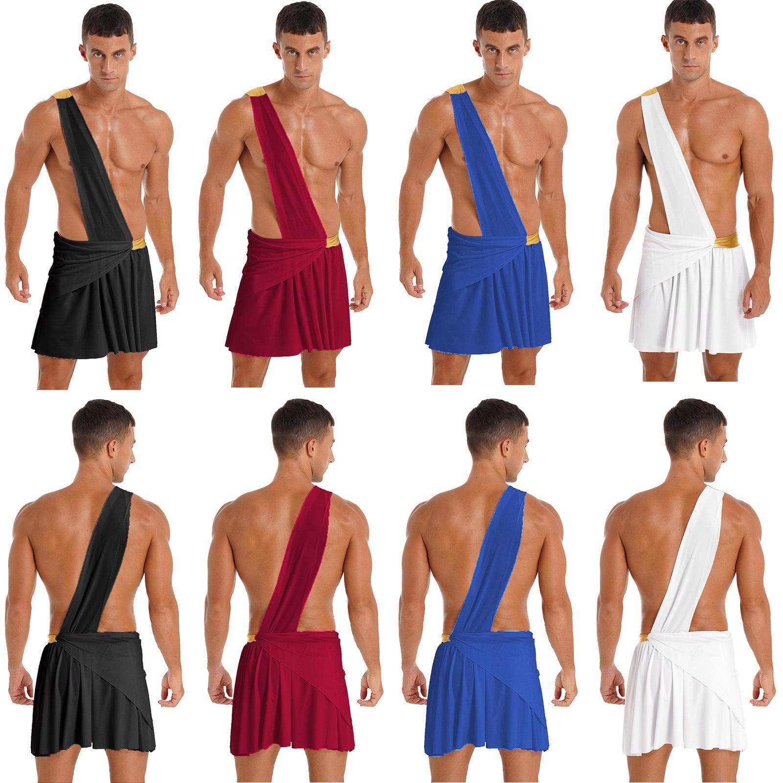 Herren-Halloween-Rollenspiel-Kostüme, One-Shoulder-Antiker griechischer Gott, Dessous, Ritter-Krieger-Kostüm, Cosplay cm weiß