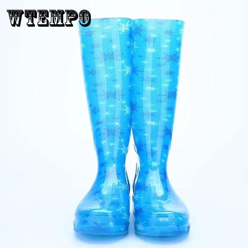 Florale hohe Schuhe Damen PVC Anti-Rutsch wasserdichte Kristall Wasserstiefel Gummischuhe Hohe Stiefel Mode Arbeitsschuhe cm rosa