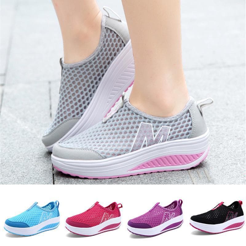 Sommer Damen mittleren Alters Fitness Training Kostenlose faule Sportschuhe Schaukelschuhe 5 Farben cm rot