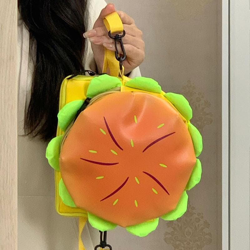 Cartoon Käse Stereo Burger Umhängetasche Mädchen niedlich alles Schultertasche lustiger kleiner Rucksack