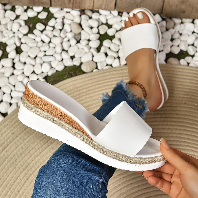Mode Damen Hausschuhe Sommer Neue Plateau Sandalen mit offenem Zeh Lässige Mode Hausschuhe cm weiß