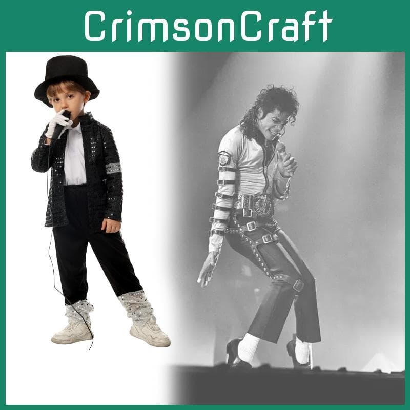 Billie Jackson Michael Jean Schwarzer Anzug Tanz Halloween Verkleidungskostüm Kinder cm