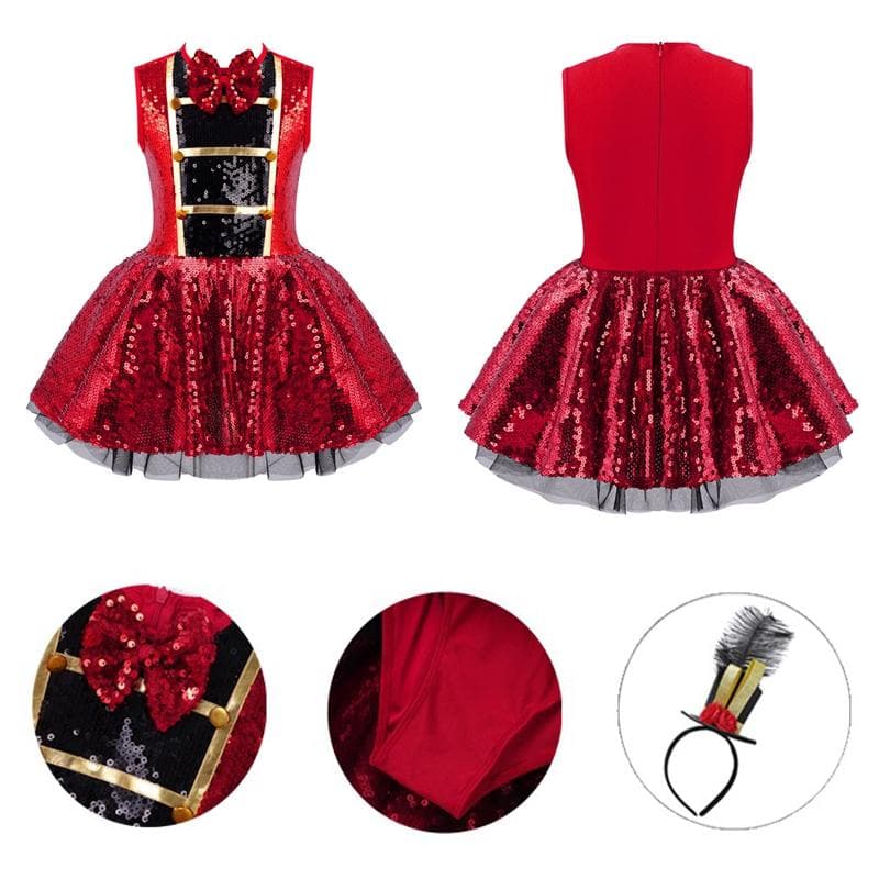 Kinder Mädchen Helle Pailletten Ballett Tanz Trikot Kleid Weihnachtsfeier Bühnenauftritt Kostüm cm rot