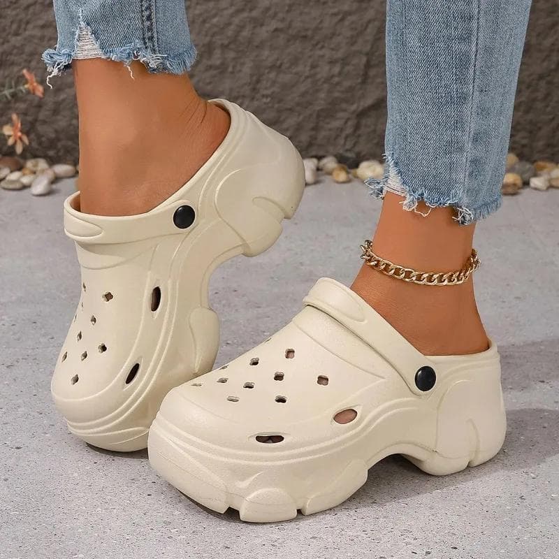 Mode Mode Plateau Ausgehöhlte Sandalen Outdoor Klobige Damen Gartenschuhe Sommer Damen Sandalen Plateau Lässige Strand Hausschuhe cm weiß