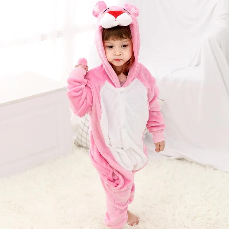 Pink Panther Onesie Kinder Kigurumi Pjamas Halloween Flanell Weihnachten Cosplay Kostüm cm rosa
