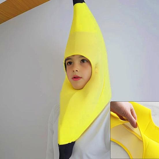 Gelbes Bananenkostüm Kinder Erwachsene Ärmelloser Jumpsuit Bananen-Outfit Weihnachten Halloween cm