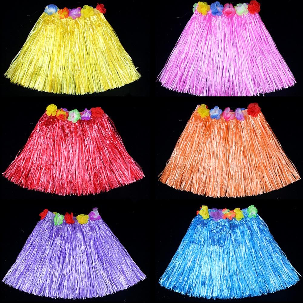 Hawaiianisches Hula-Tanzkostüm-Set: 30 cm Grasrock & Lei cm