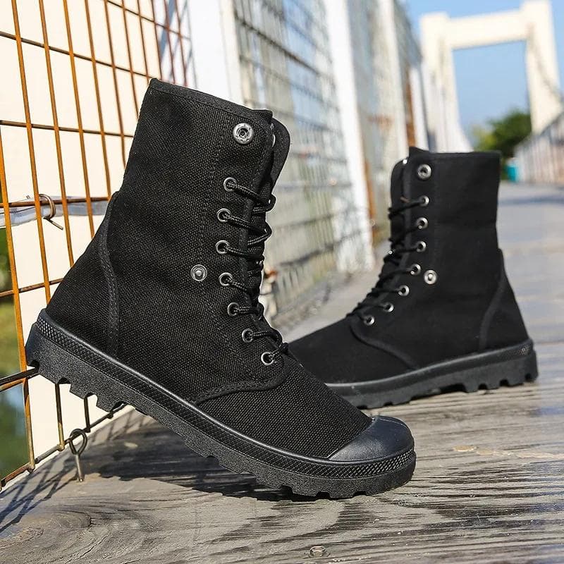 Canvasstiefel Herrenstiefel High Top Schuhe für Herren Neuer Trend Plateau-Manschettenschuhe Herren Casual Stiefeletten Militär Bota Masculina cm