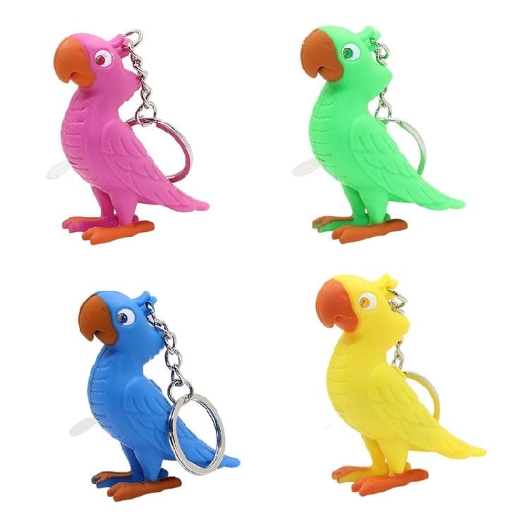 LED-beleuchteter Papagei Schlüsselanhänger mit Tiergeräuschen und kompaktem Design Einzigartiges Schlüsselanhänger-Zubehör blau