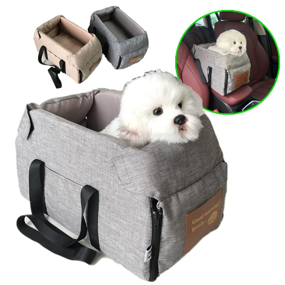 Pet Products Tragbarer Konsolen-Booster-Autositz und -Träger für kleine Hunde und Katzen, Autositz für die Mittelarmlehne des Autos,