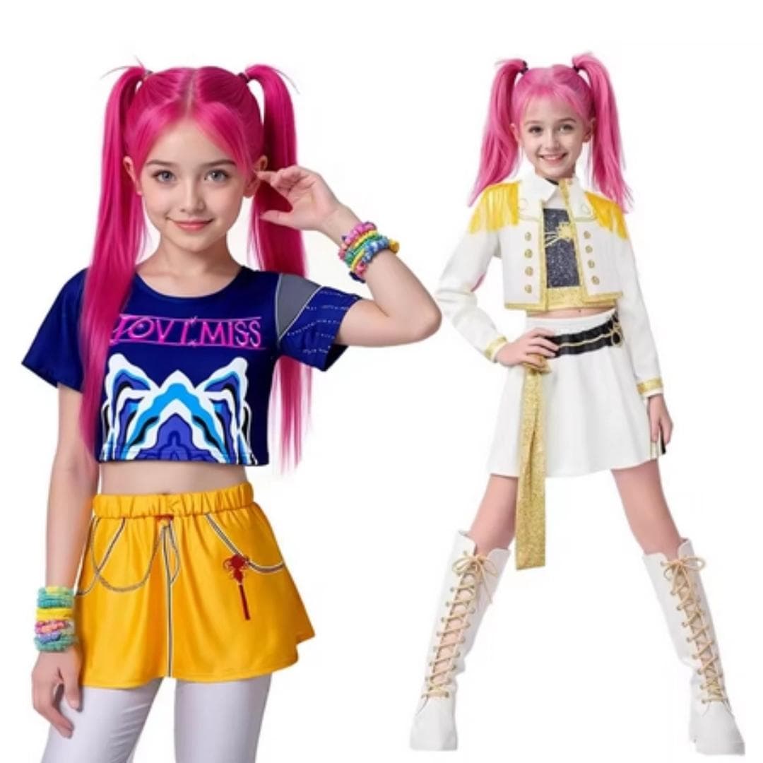 Dämonenjäger KPOP Mädchen Halloween Kleid Rumi Zoey Mira Cosplay Kostüm 140cm