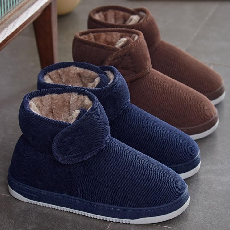 Thermo-Baumwoll-Hausschuhe für ältere Menschen, für den Winter, für Herren und Damen, verdickte, rutschfeste Baumwollschuhe mit Klettverschluss,
