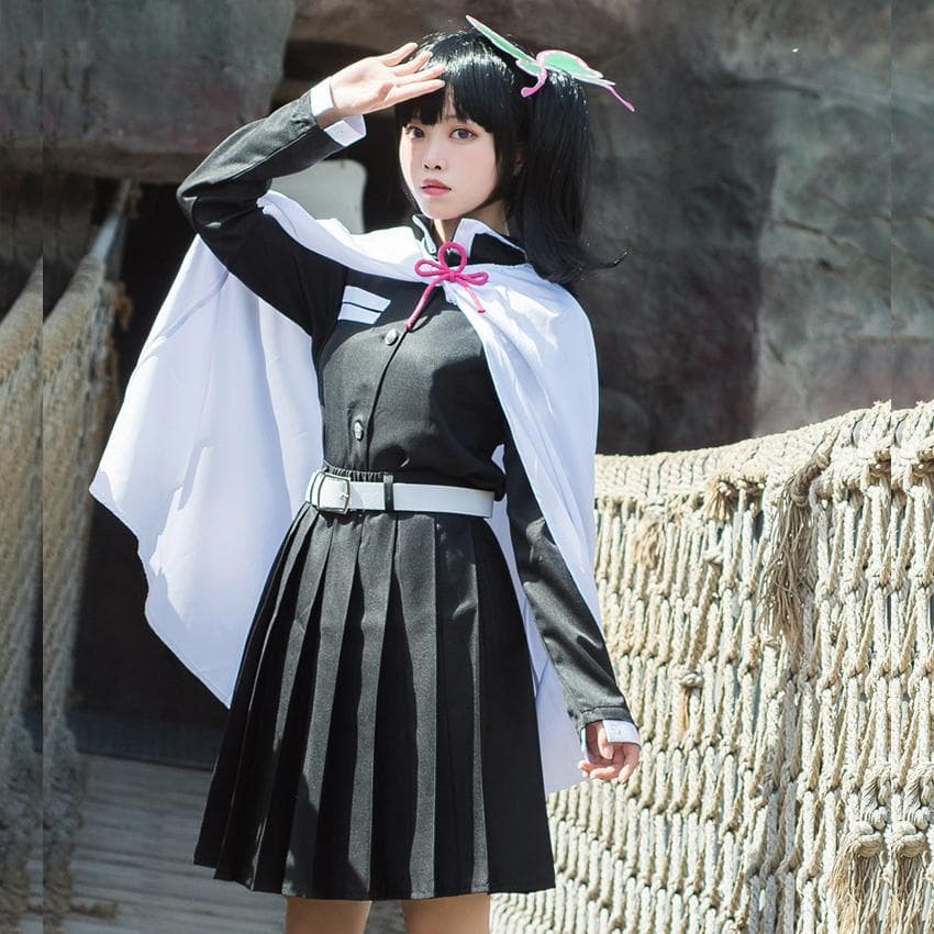 Tsuyuri Kanao Cosplay schwarze Perücke Kostüm Kimono Frau Mädchen Anime Demon Slayer Kimetsu No Yaiba Uniform Neujahr Kimono Haori Kleidung Kinder