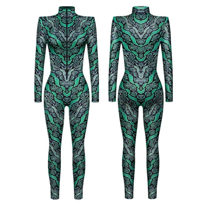 Damen Ganzkörperanzug Cosplay Meerjungfrau Kostüm Langarm Jumpsuit Festlicher Trikot Einteiler Bodysuit cm