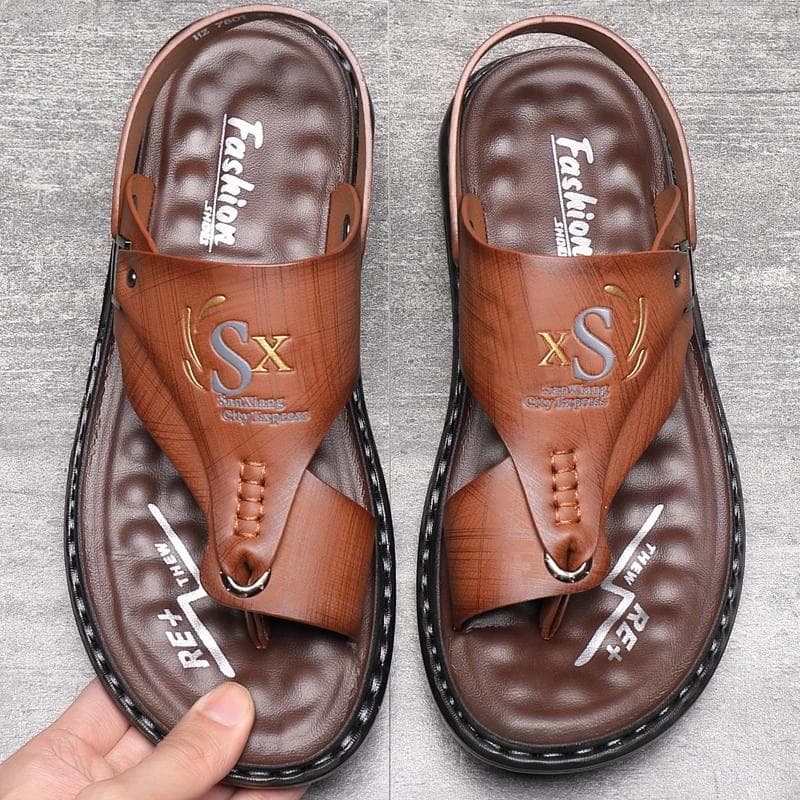 Verkaufen Sie neue hochwertige Sommer Männer Sandalen Casual Echtes Leder Freizeit Sandalen Designer Schuhe Männer Slides Männer cm schwarz