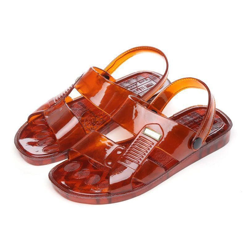 Mode Herren Sandalen Sommer Jelly Schuhe Flache Hausschuhe Haushalt Outdoor Retro Sandalen Transparente Sandalen Schuhe für Mann cm orange