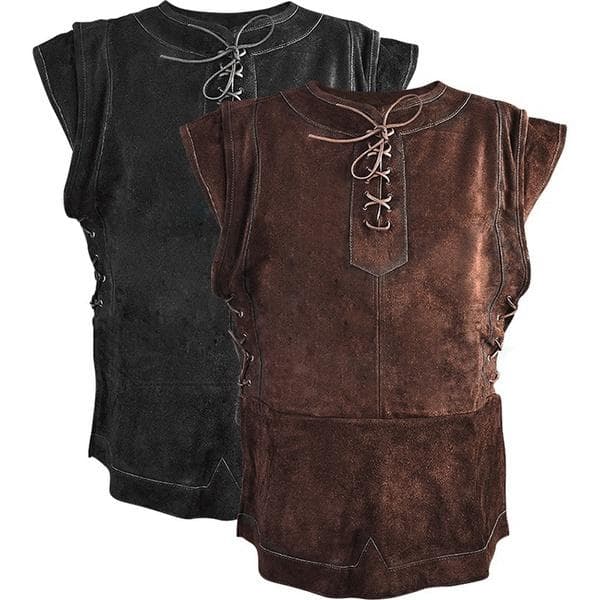 Neues Herren Vintage Mittelalterlicher Krieger Wildleder Wams Ärmellose Retro Schnürweste Ritter Cosplay Wildleder Rüstung Piraten Tunika cm braun