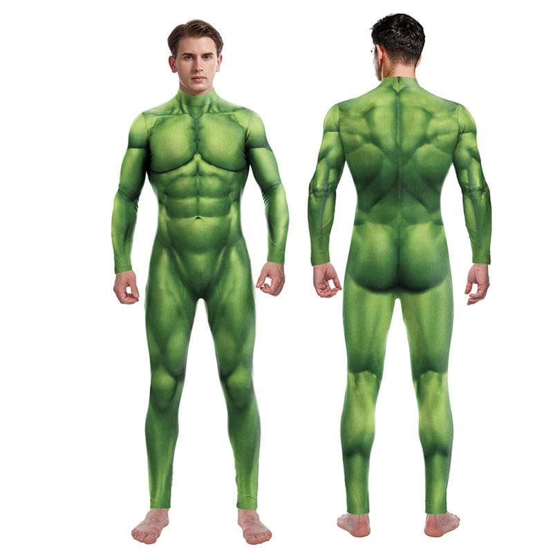 Cosplay Kostüm Halloween Karneval Purim Grün Muscle 3D Druck Männer Overall Spandex Zentai Bodysuit Frauen Männer Urlaub Party Tragen cm