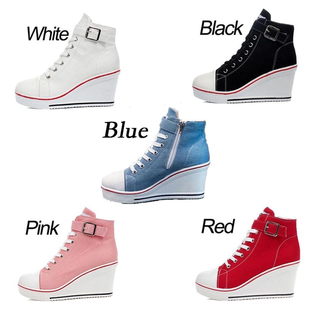 High-Top-Sneaker mit Keilabsatz für Damen, lässige Sport-Outdoor-Sneaker cm rot