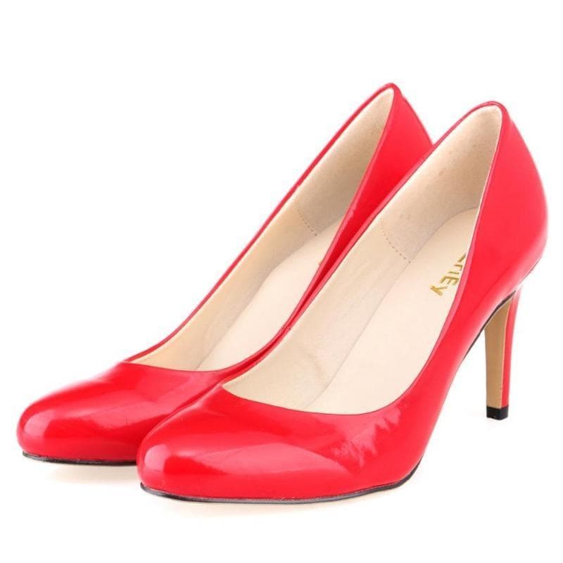 Neue klassische Frauen Pumps Sexy Runde Zehen 9cm Mid Med Kitten High Heels Schuhe Frühling Marke Design Schwarz Rot Kleid Hochzeit Schuhe cm schwarz