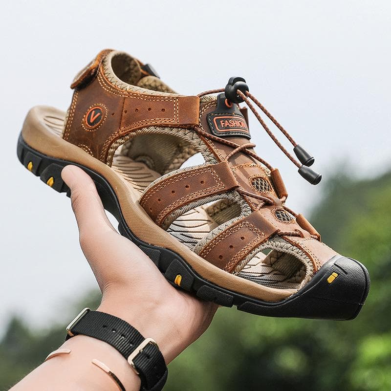 Männer Sandale Aus Echtem Leder Männer Schuhe für Sommer Große Größe Outdoor Wanderschuhe Männliche Sandalen Mann Hausschuhe Plus Größe cm
