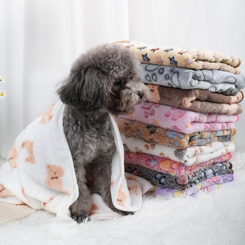 Weiche Flauschige Hochwertige Haustierdecke Flanell Hunde Schlafdecke Pfotenabdruck Muster Haustiermatte Warme Bequeme Decke für Katze Hund