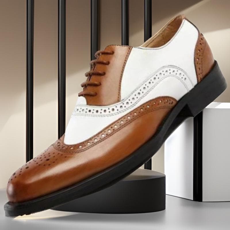 Herren Brogue Lederschuhe: Große Größe, Color-Block, Trendiges Formelles Schuhwerk cm weiß/blau