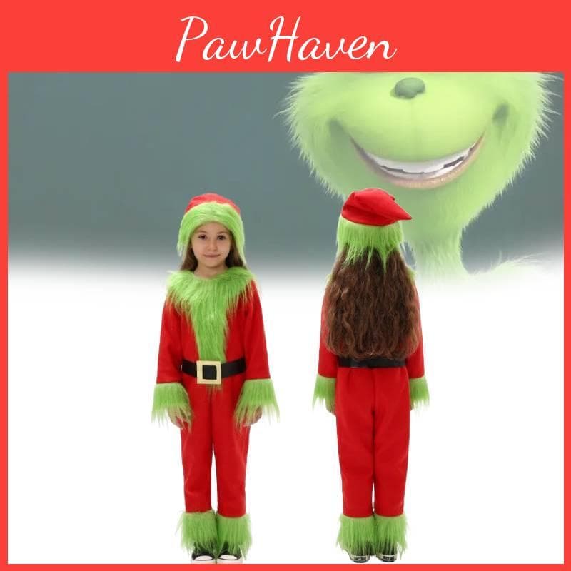 Entzückendes Weihnachts-Grinch-Kostüm für Kinder aus weichem Polyester für festliche Feiern cm