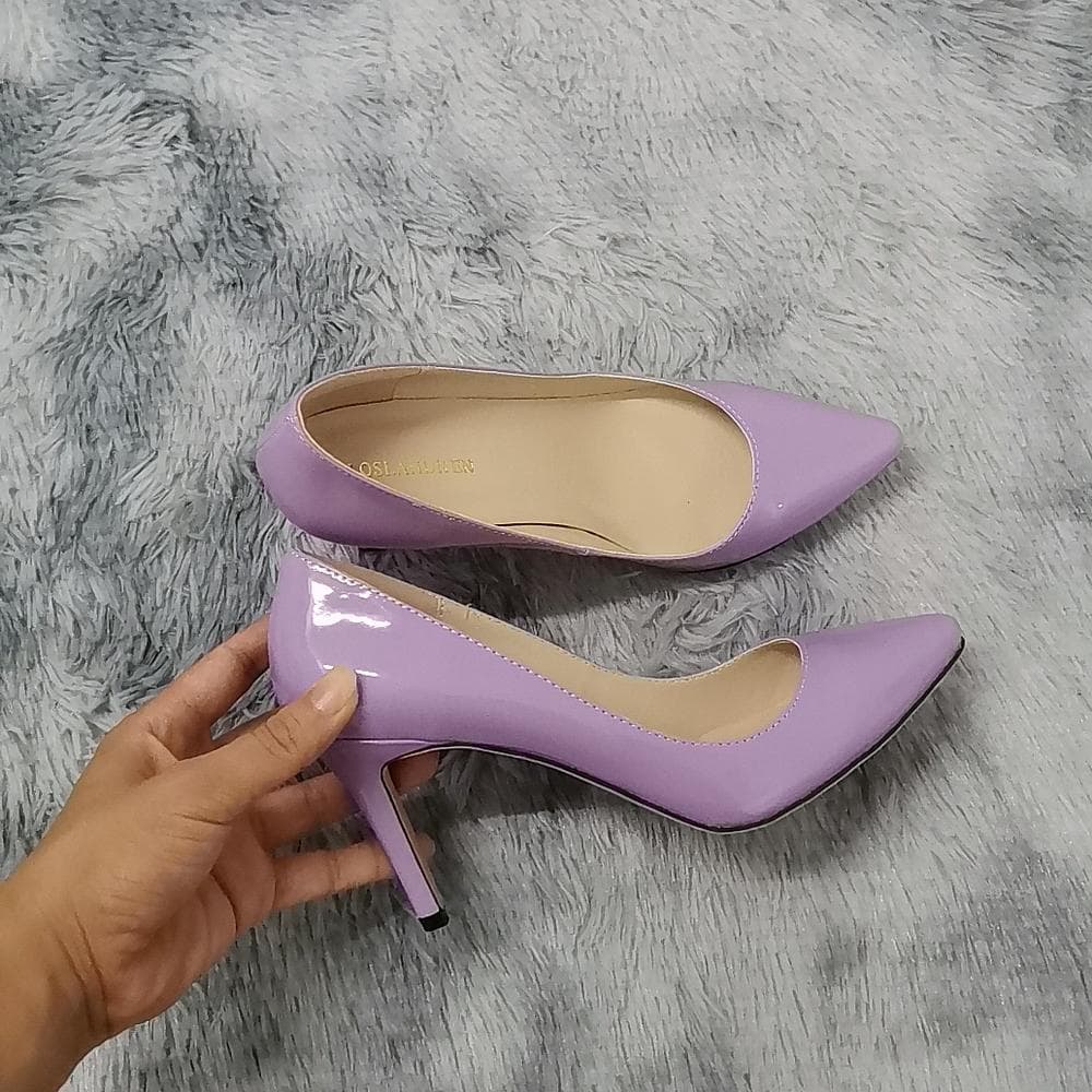Frauen Pumpen OL High Heels Sexy 9 cm Spitz Stilettos Weibliche Pumpen Sexy Damen Rot Hochzeit Schuhe Schwarz Büro ferse cm violett