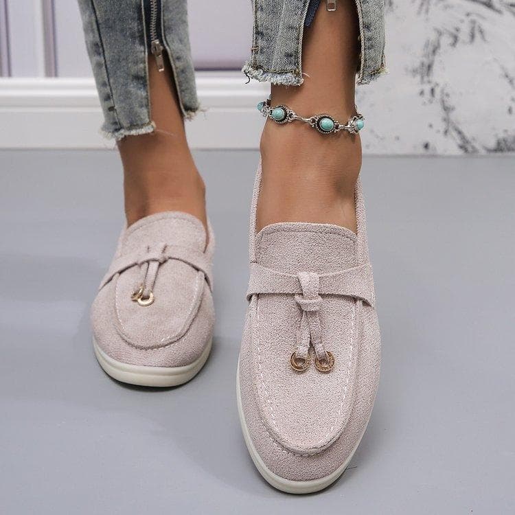 Damen Loafer Slipper Slipper Damen Flats Schuhe Frühling Herbst Casual Flache Schuhe Leder Kaschmir Einzelschuhe cm weiß