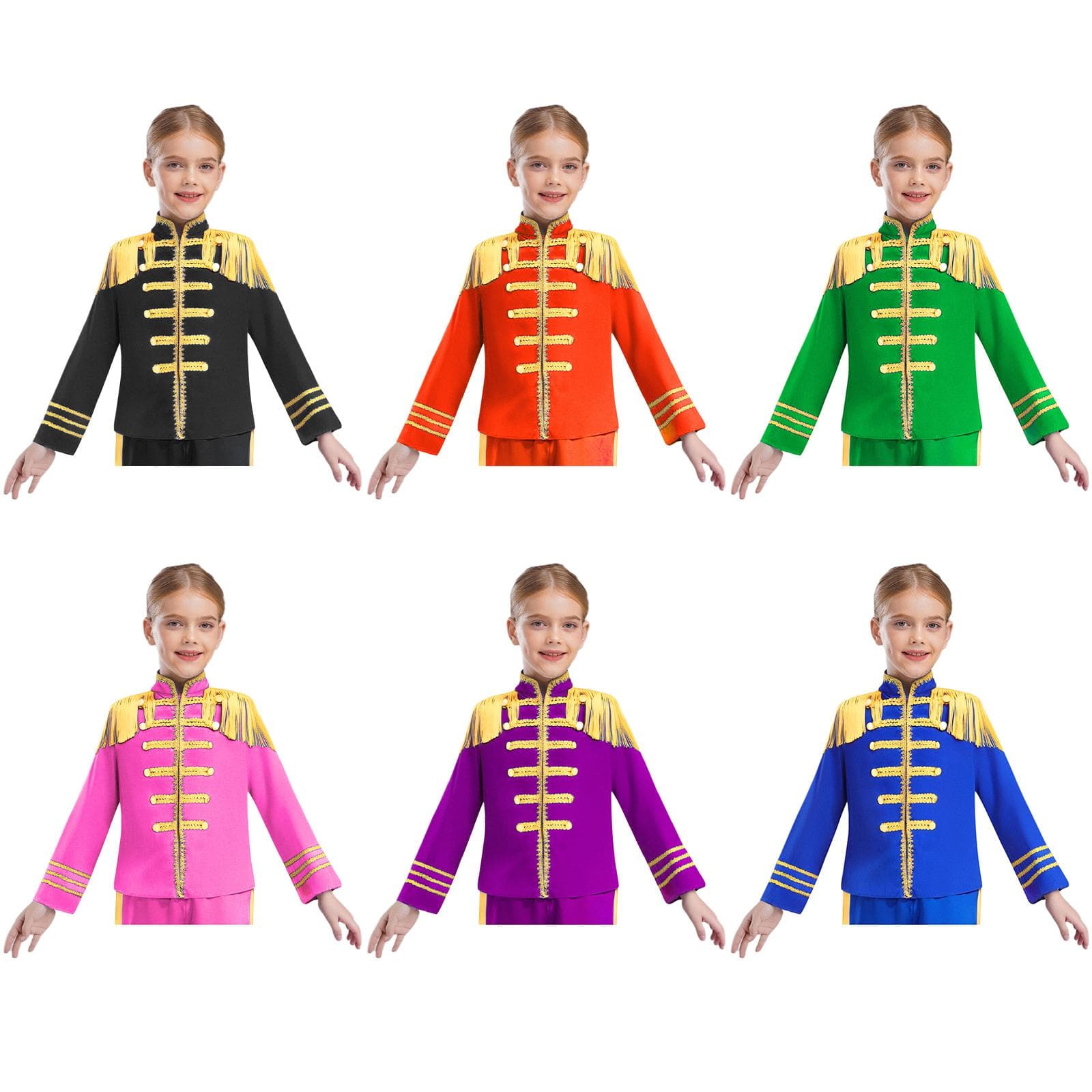 Kinder 1960er Britischer Star Kostüm - Goldspitze Langarmhemd für Rockband Musiker Cosplay & Themenpartys cm