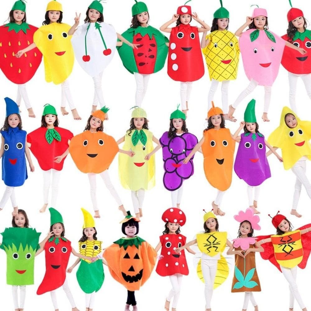 Tragbare Auftritte Cos Kleidung Fruchtkostümset Kinder Halloween Party Verkleidung Schule Bühne cm