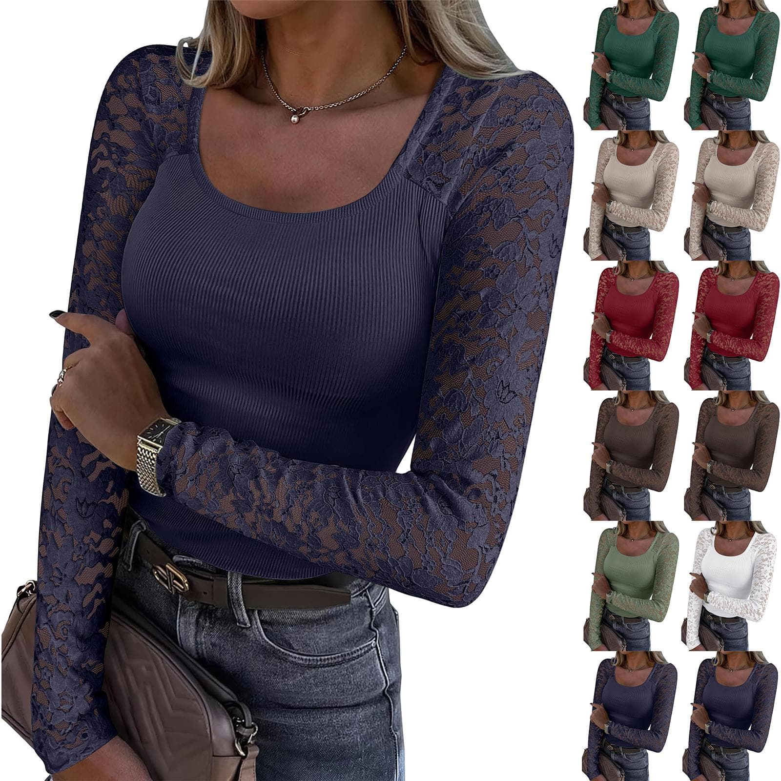 Damenmode Einfarbiges Lässiges Locker sitzendes Spitzenoberteil: Figurschmeichelnd, Schlankmachend Und Figurbetont cm weiß