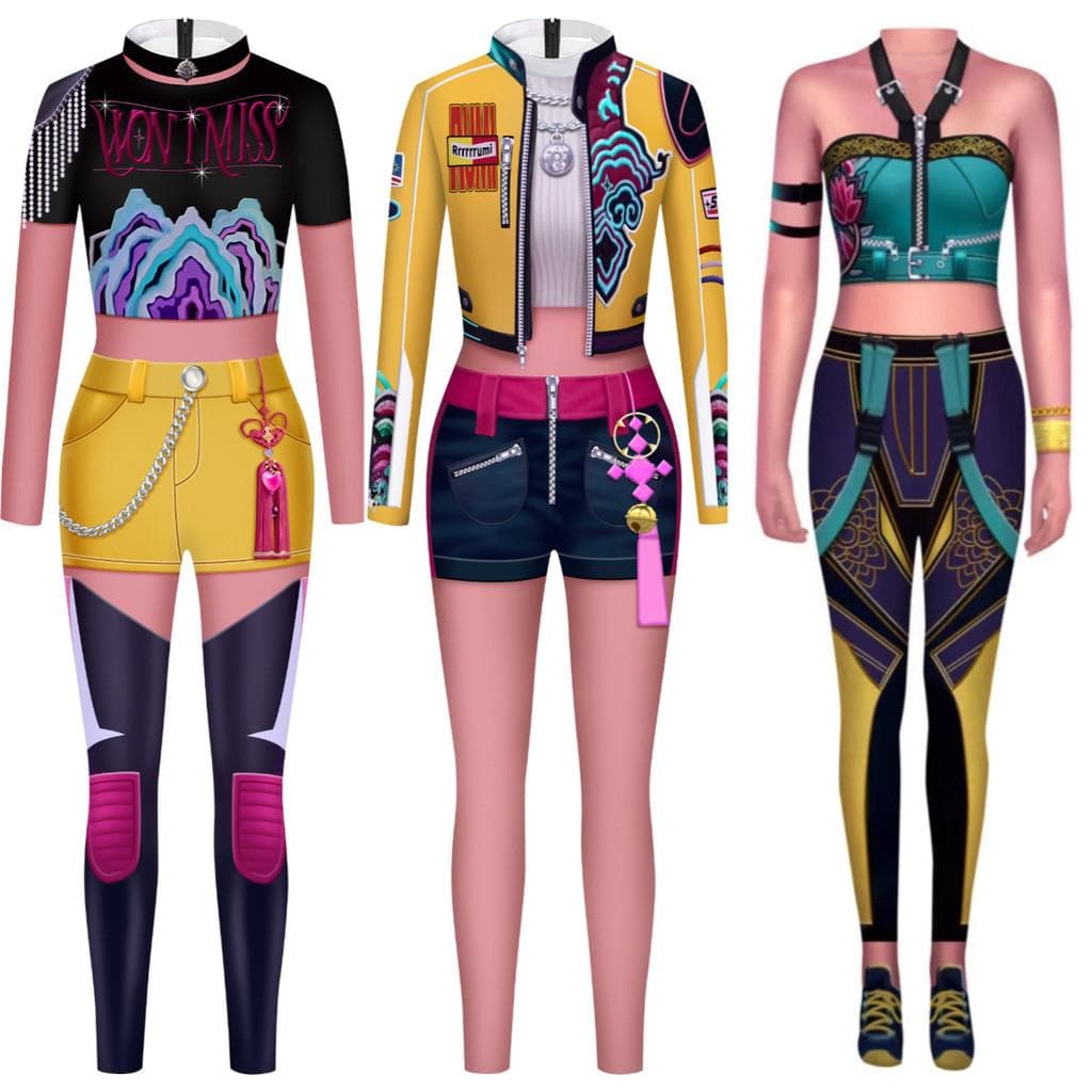 Erwachsene Rumi Mira Zoey Druck Jumpsuit Damen Halloween Cosplay Kostüm Karnevalsparty Bühne Rollenspiel Verkleidung Outfit cm