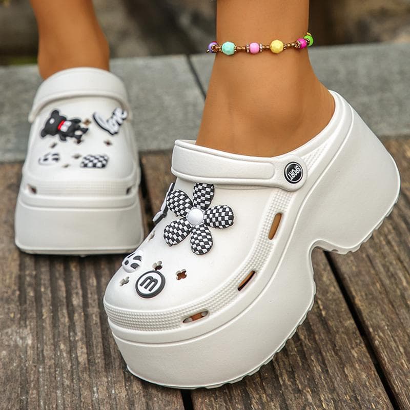 Damen Chunky Plateau Sandalen 2024 Sommer Weiche Dicke Sohle DIY Clogs Gartenschuhe Frau Geschlossene Zehe Rutschfeste Strand Slides Sandalen cm