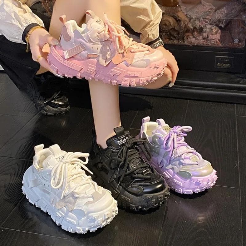 Chunky Damen Sneakers Innenvergrößerung Leder Casual Weiß Damenschuhe Trainer Plateau Sneaker Joggingschuhe Mujer cm