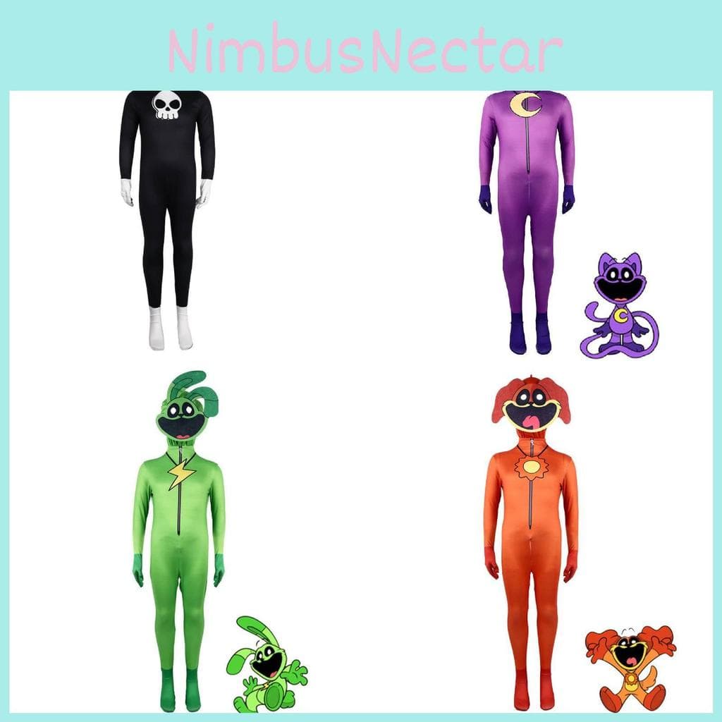 Poppy Playtime Halloween Jumpsuit Cosplay Kostüm Milchseide Polyester Für Kinder Rollenspiel cm