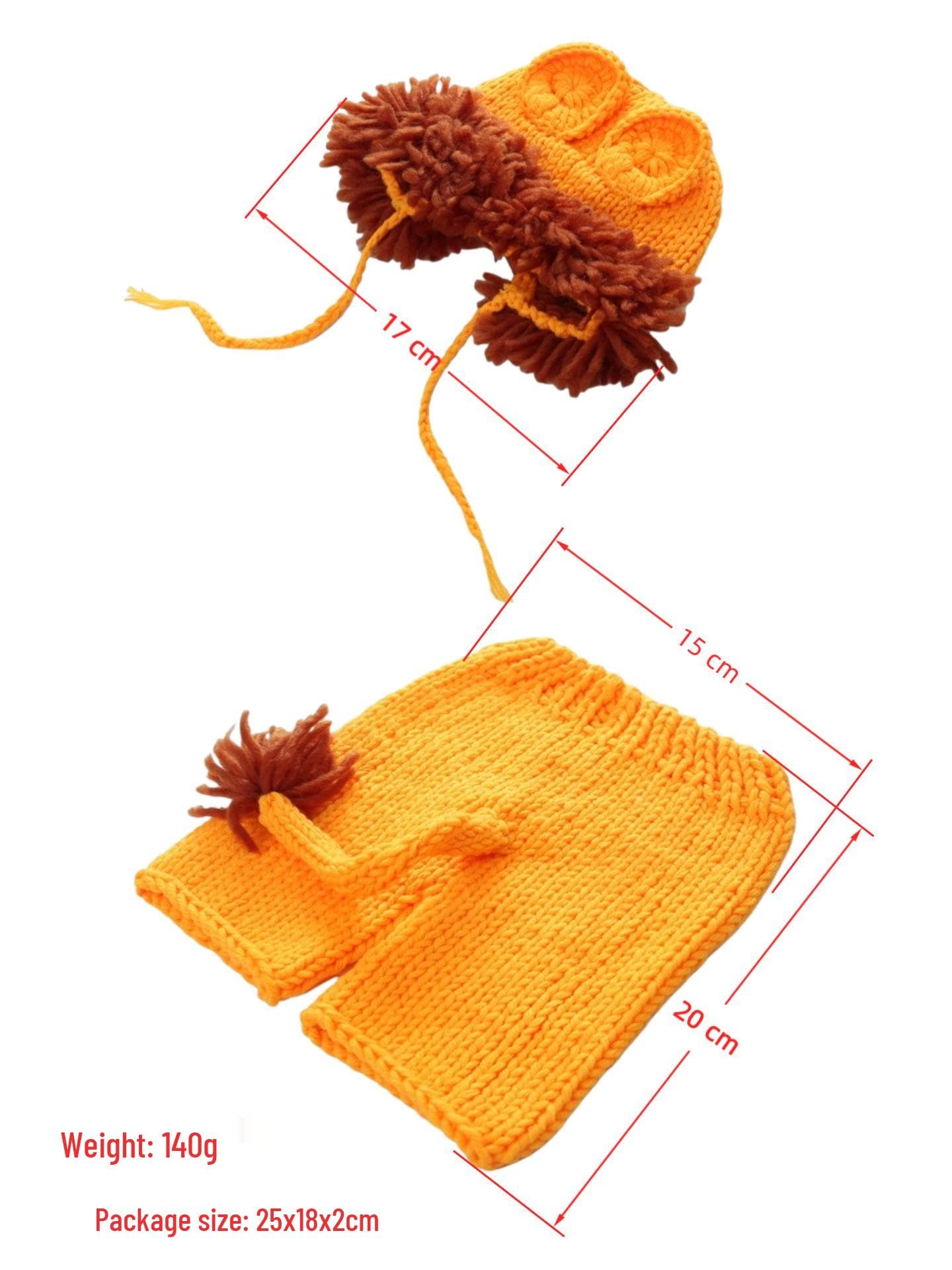 Baby König der Löwen Kostüm: Orangenes Löwenkostüm mit Requisiten für Kinderfotografie orange