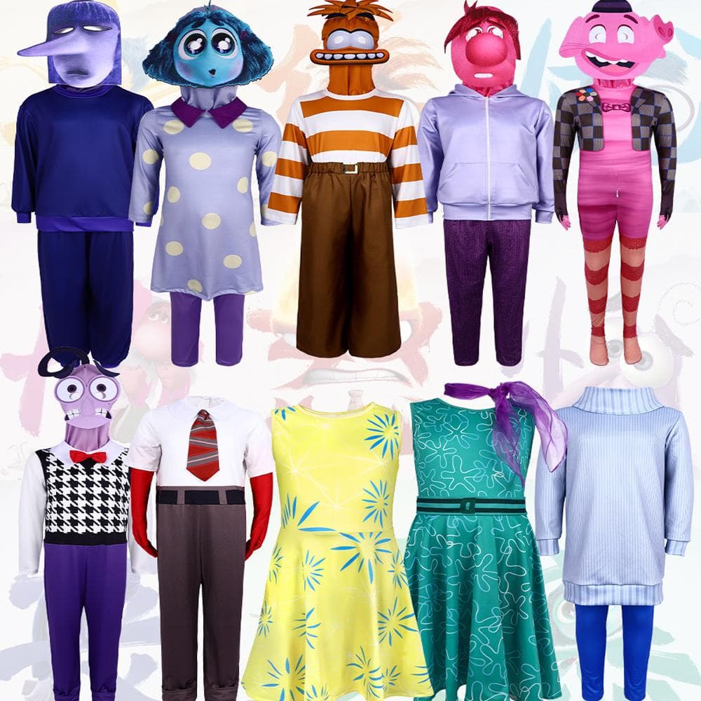 Neuer Anime Film Alles steht Kopf Freude Cospaly Kostüm Freude Wut Angst Cos Outfits Für Erwachsene Kinder Halloween Bühnenauftritt Kostüm cm