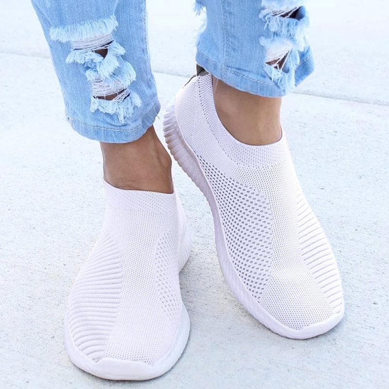Sommer Frauen Schuhe Leichte Atmungsaktive Mesh Casual Schuhe Frauen Turnschuhe Wanderschuhe Frau cm weiß