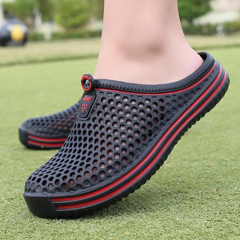 Herren Sommer Atmungsaktive Outdoor Halb Hausschuhe Sandalen Casual Beach Flip Flops cm grau