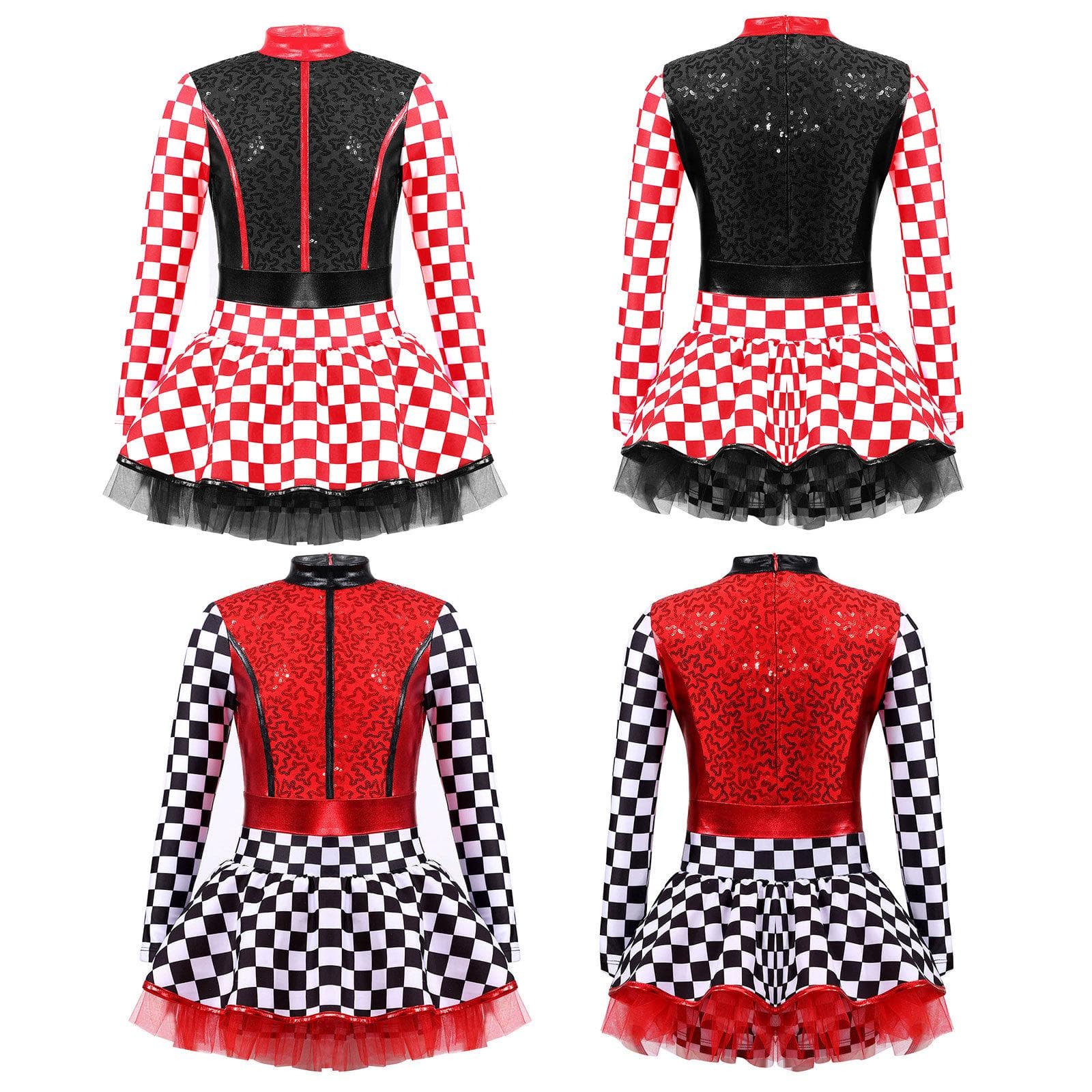 Kinder Mädchen Rennfahrer Kostüm Pailletten Kariert Racer Overall Kleid Halloween Cosplay Kostüm cm rot