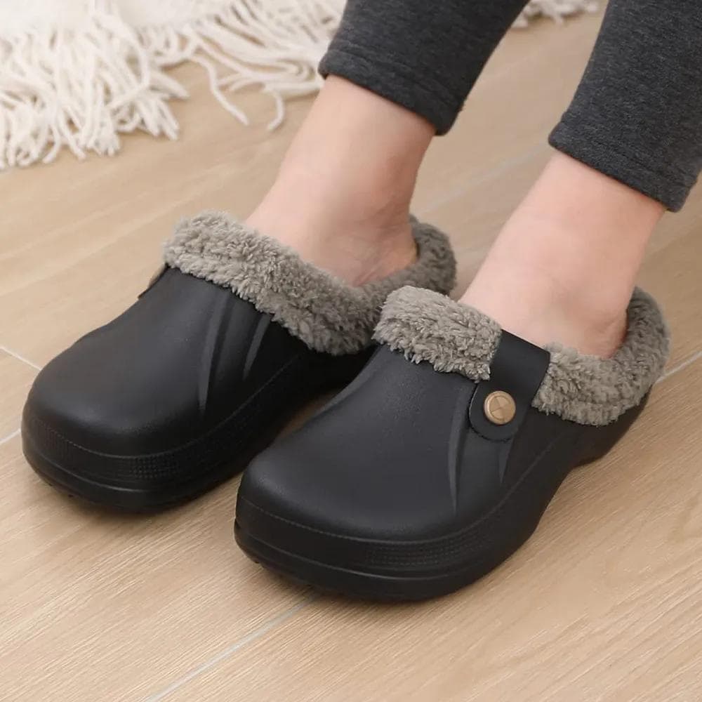 Neue Hause Warme Hausschuhe Für Frauen Männer Weiche Plüsch Hausschuhe Weibliche Clogs Im Freien Wasserdichte Nicht-slip Baumwolle Hausschuhe cm