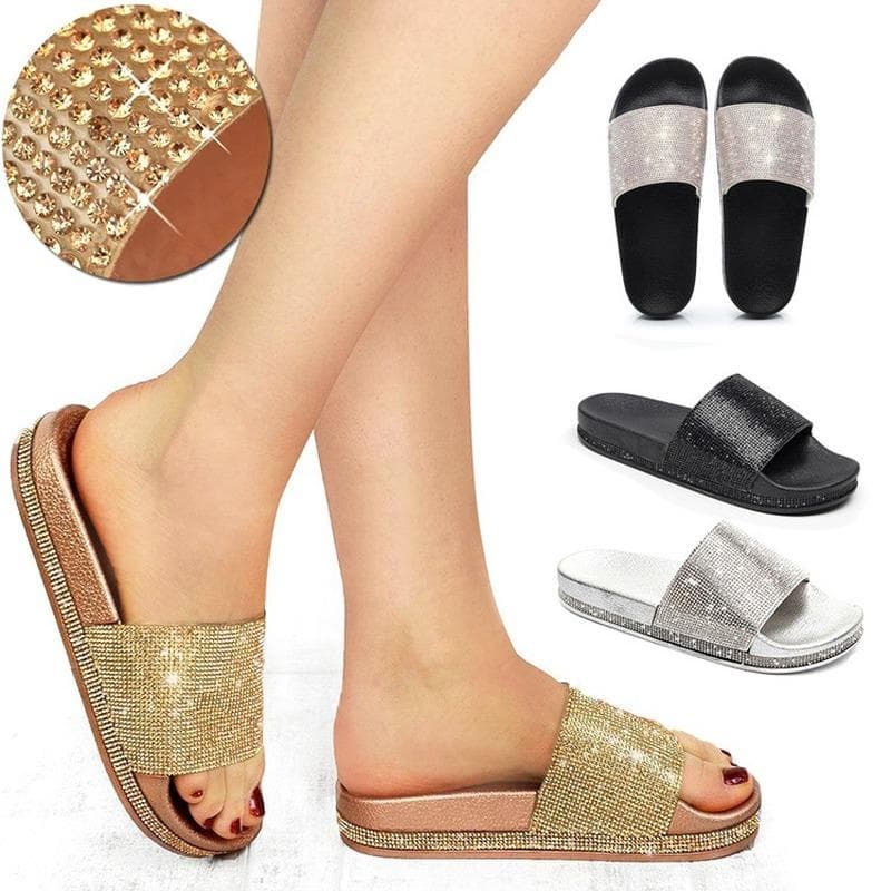 Mode Damen Schuhe Outdoor Strand Hausschuhe 2024 Sommer Kristall Ballerinas Damen Lässige Flip Flops Strass Glitzer Plateau Hausschuhe cm schwarz