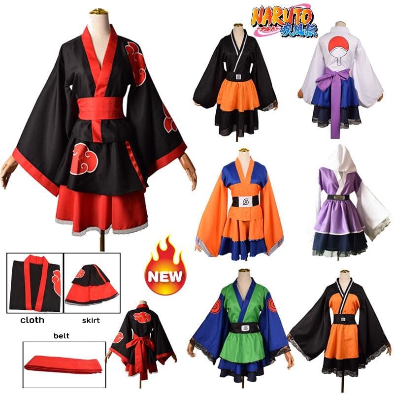 Anime Naruto Shippuden Uzumaki Naruto Akatsuki Kakashi Sasuke Lolita Kimono Kleid Anime Cosplay Kostüm Party Uniform Kleidung Anzug cm