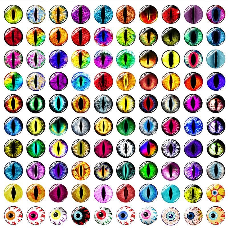 100 Stück 50 Paare Tieraugen Katzenaugen Spielzeug Handgefertigte Foto Glascabochons DIY Zubehör