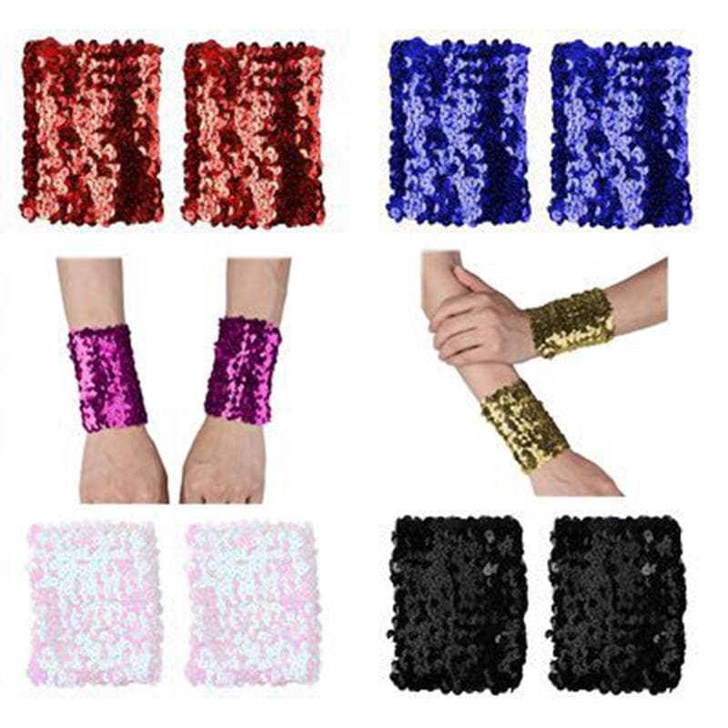 Frauen Glänzende Ärmelschoner Pailletten Kostüm Manschetten Sparkle Stretchy Arm Ärmel Leistung Cosplay königsblau