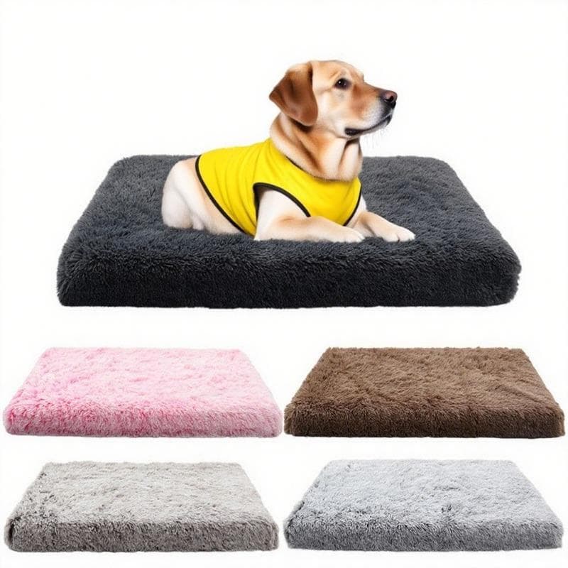 Plüsch Quadratische Hundehütte Katzenkissen Haustiernest Tiefschlaf Hundesofa Hundekissen Haustierbedarf dunkelgraue